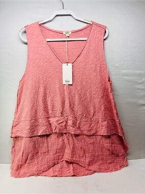 dylan Layered V-Neck Sleeveless high low Top - Dusty Rose
